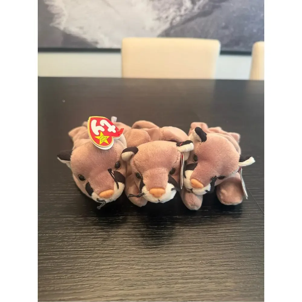 NWT Vintage Ty Beanie Babies Bundle of (3) Canyon Cougar Stuffed Animals
